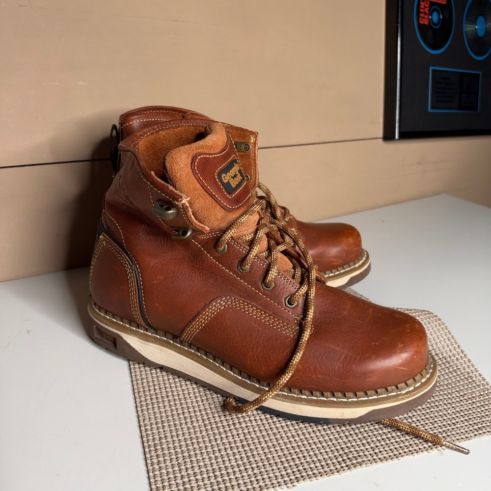 Georgia Boot AMP LT Wedge Work Boots Brown Leather 6 Inch GB00347 Mens 11W